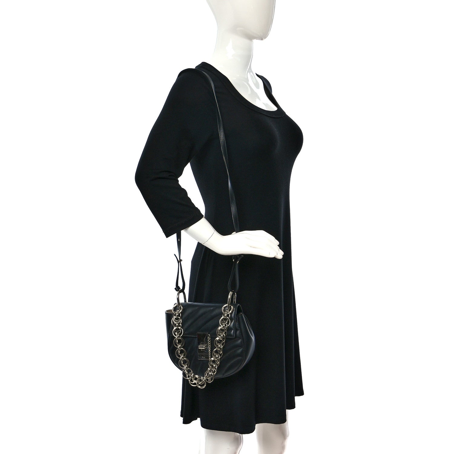 Chloe Calfskin Quilted Mini Drew Bijou Shoulder Bag Black 2 of 10