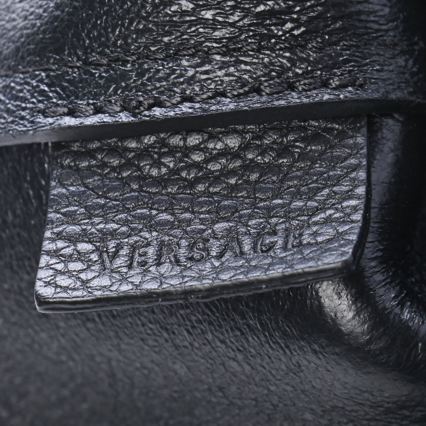 Grained Calfskin Palazzo Medusa Tote Black