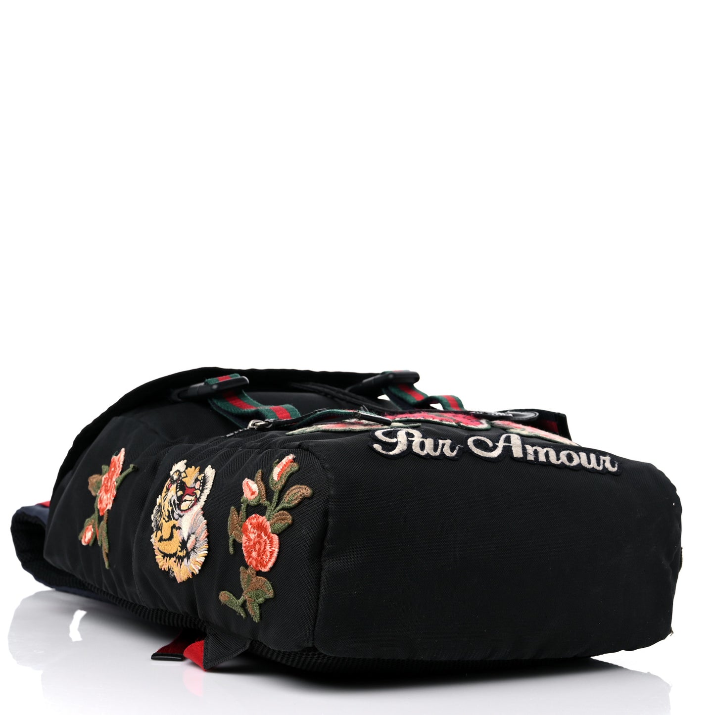 Techno Canvas Web L'Aveugle Par Amour Embroidered Double Buckle Backpack Black