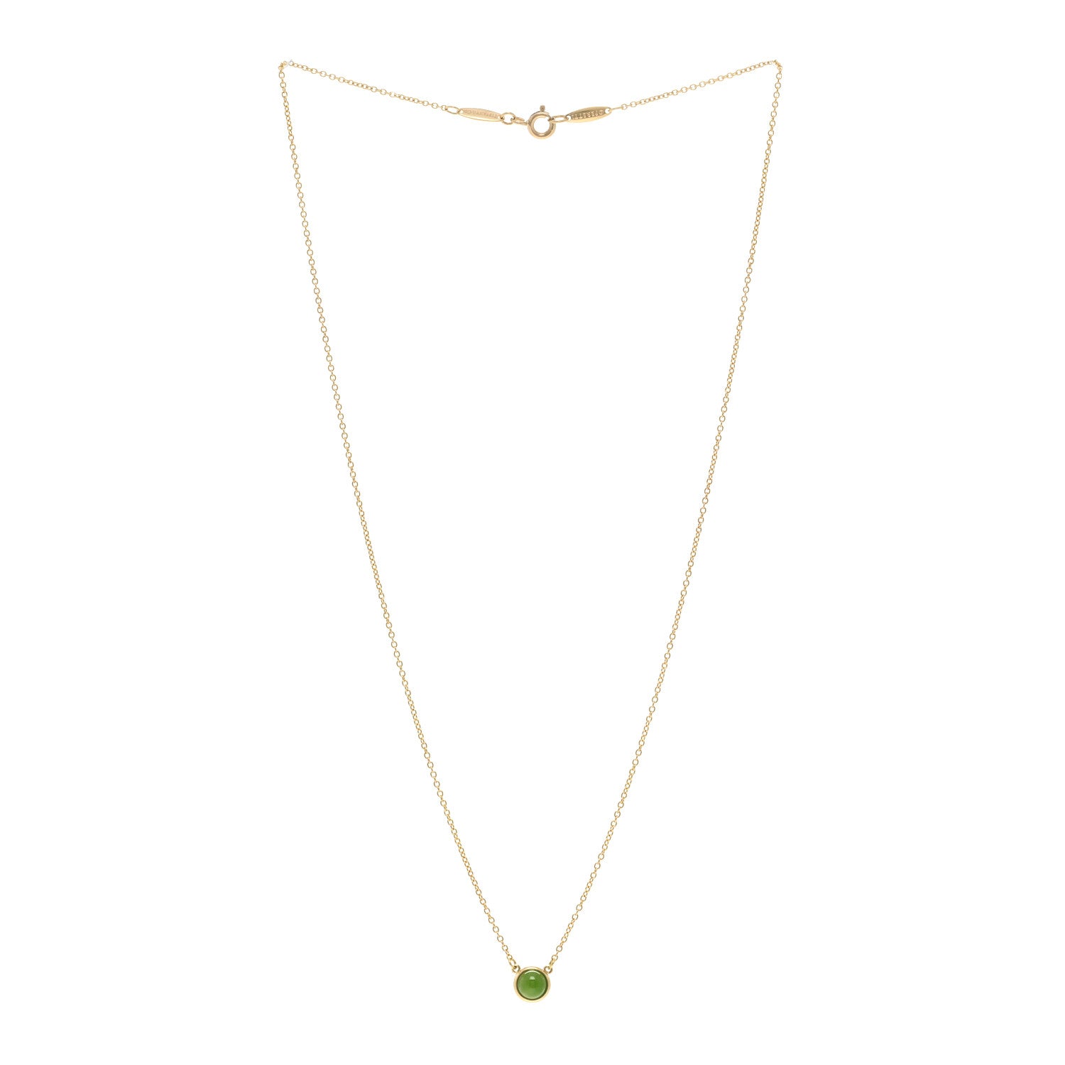 Tiffany 18K Yellow Gold Jade Elsa Peretti Color By The Yard Pendant Necklace 3 of 5