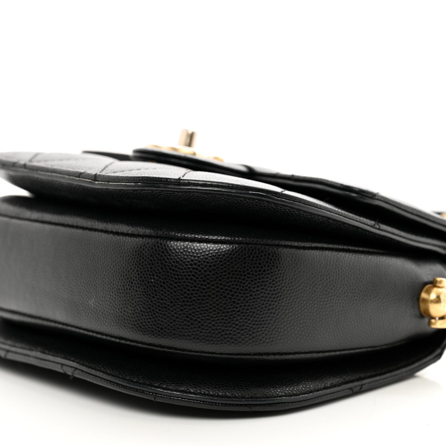 Caviar Quilted Moon Messenger Black