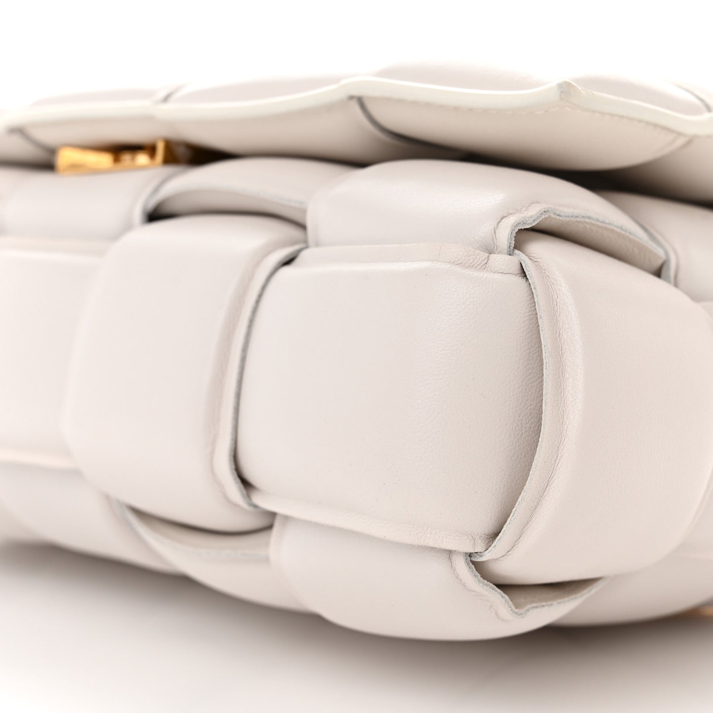 Lambskin Maxi Intreccio Padded Chain Cassette Crossbody Bag White