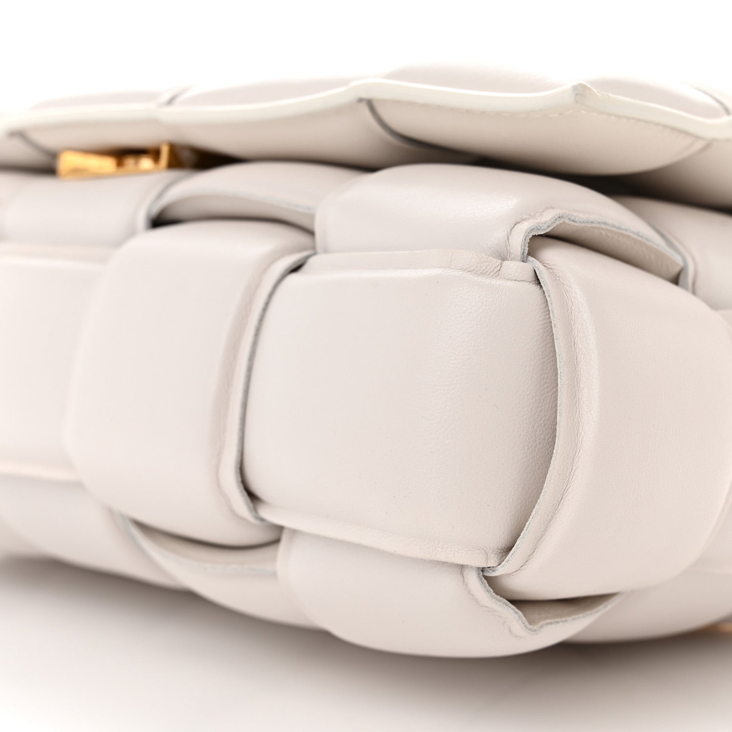 Bottega Veneta Lambskin Maxi Intreccio Padded Chain Cassette Crossbody Bag White 9 of 10