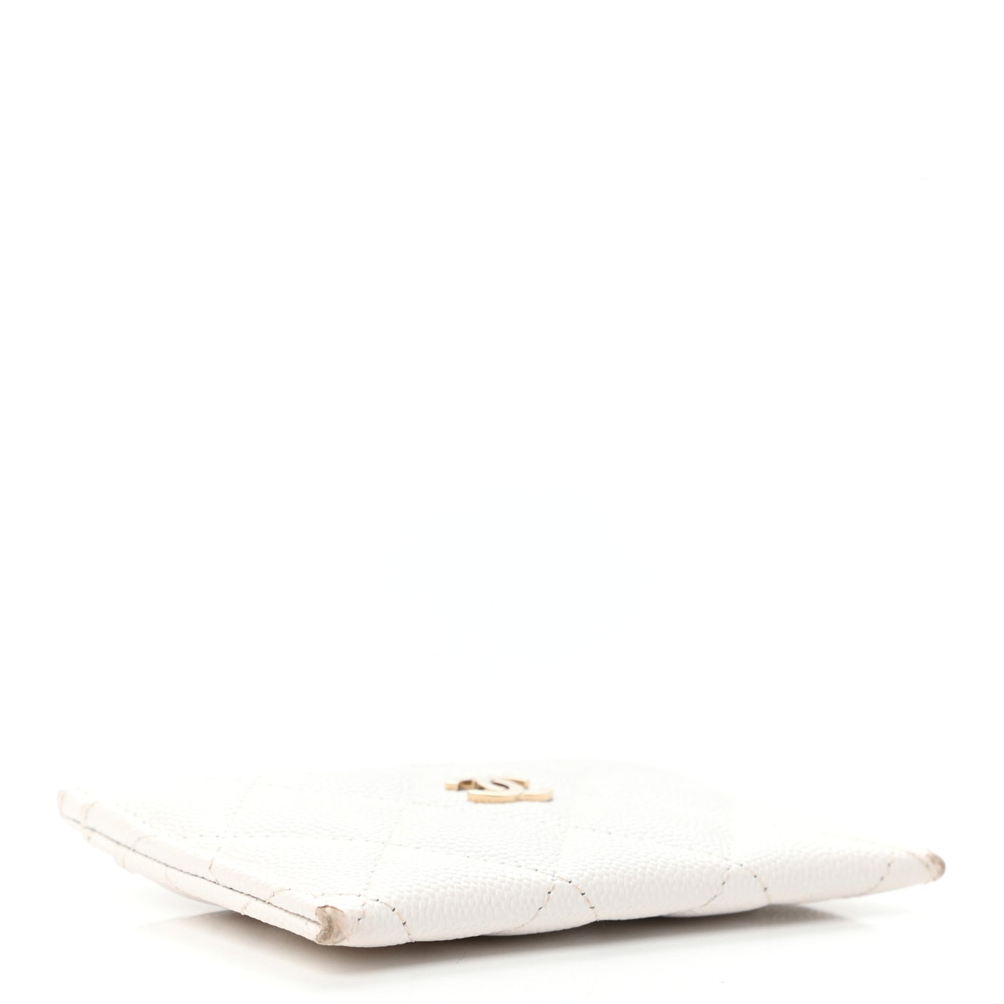 Caviar Quilted Card Holder White