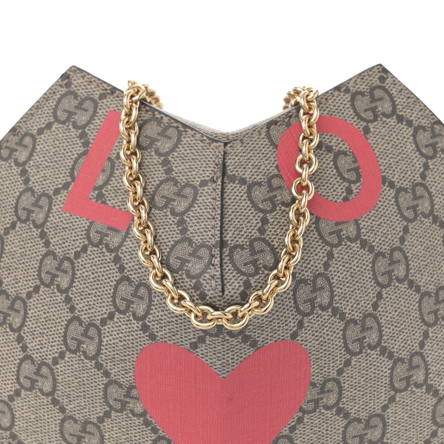 Gucci GG Supreme Monogram Love Heart Valentines Day Mini Padlock Heart Bag Beige Ebony New Geranium 15 of 21