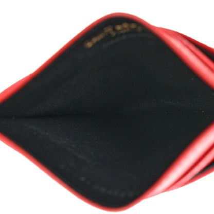 Saint Laurent Grain De Poudre Matelasse Chevron Monogram Credit Card Case New Red 5 of 7