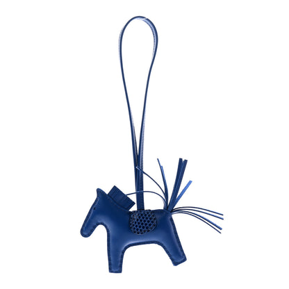 Hermes Milo Lambskin Lizard Touch Grigri Rodeo Horse Bag Charm PM Bleu France Bleu Saphir 1 of 4