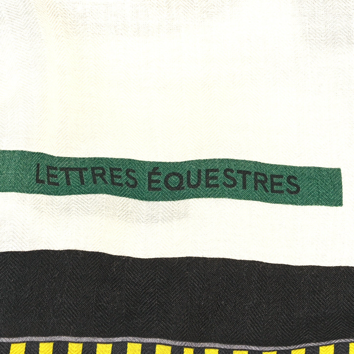 Cashmere Silk Lettres Equestres Shawl 140 White Vert Rouge