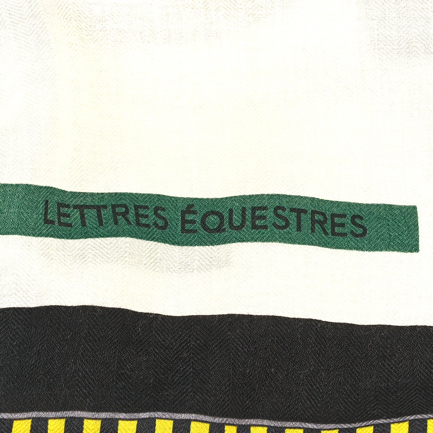 Hermes Cashmere Silk Lettres Equestres Shawl 140 White Vert Rouge 3 of 4
