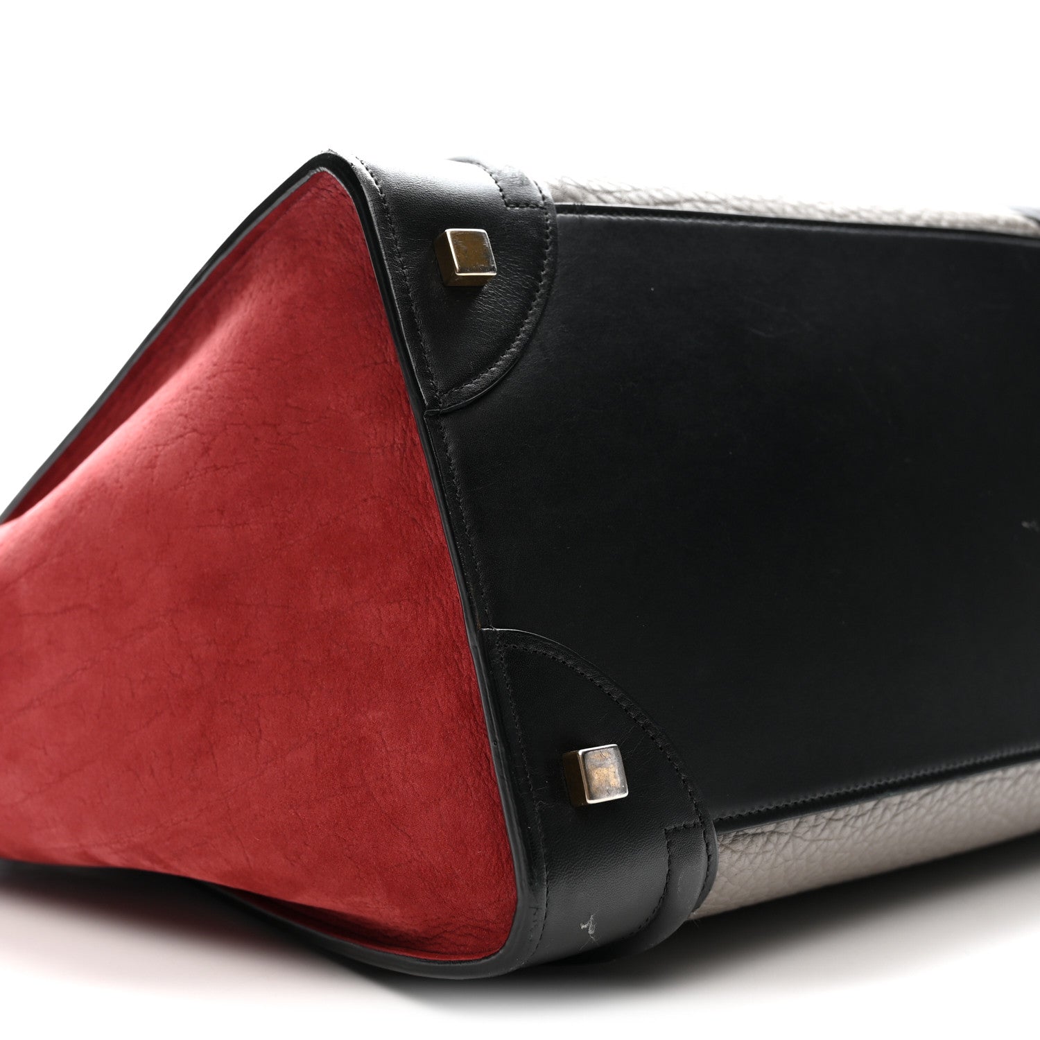 Celine Bullhide Calfskin Suede Mini Tri-Color Luggage Dark Ruby 8 of 12