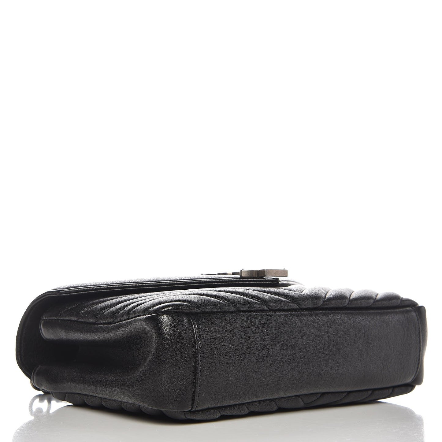 Sheepskin Matelasse Chevron Monogram Medium College Bag Black