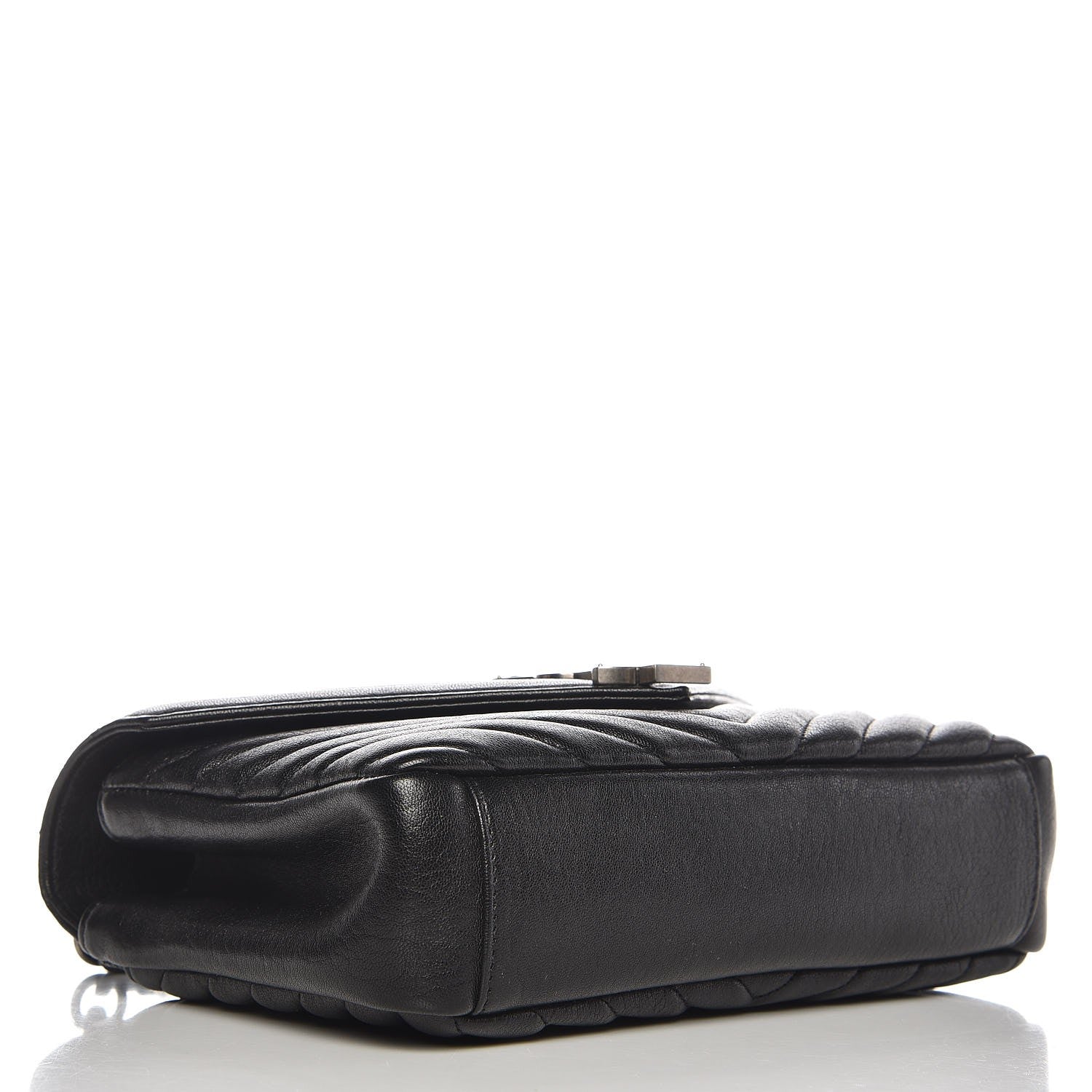 Saint Laurent Sheepskin Matelasse Chevron Monogram Medium College Bag Black 5 of 10