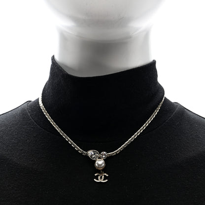 Chanel Pearl Crystal CC Teardrop Braided Necklace Gold 2 of 5