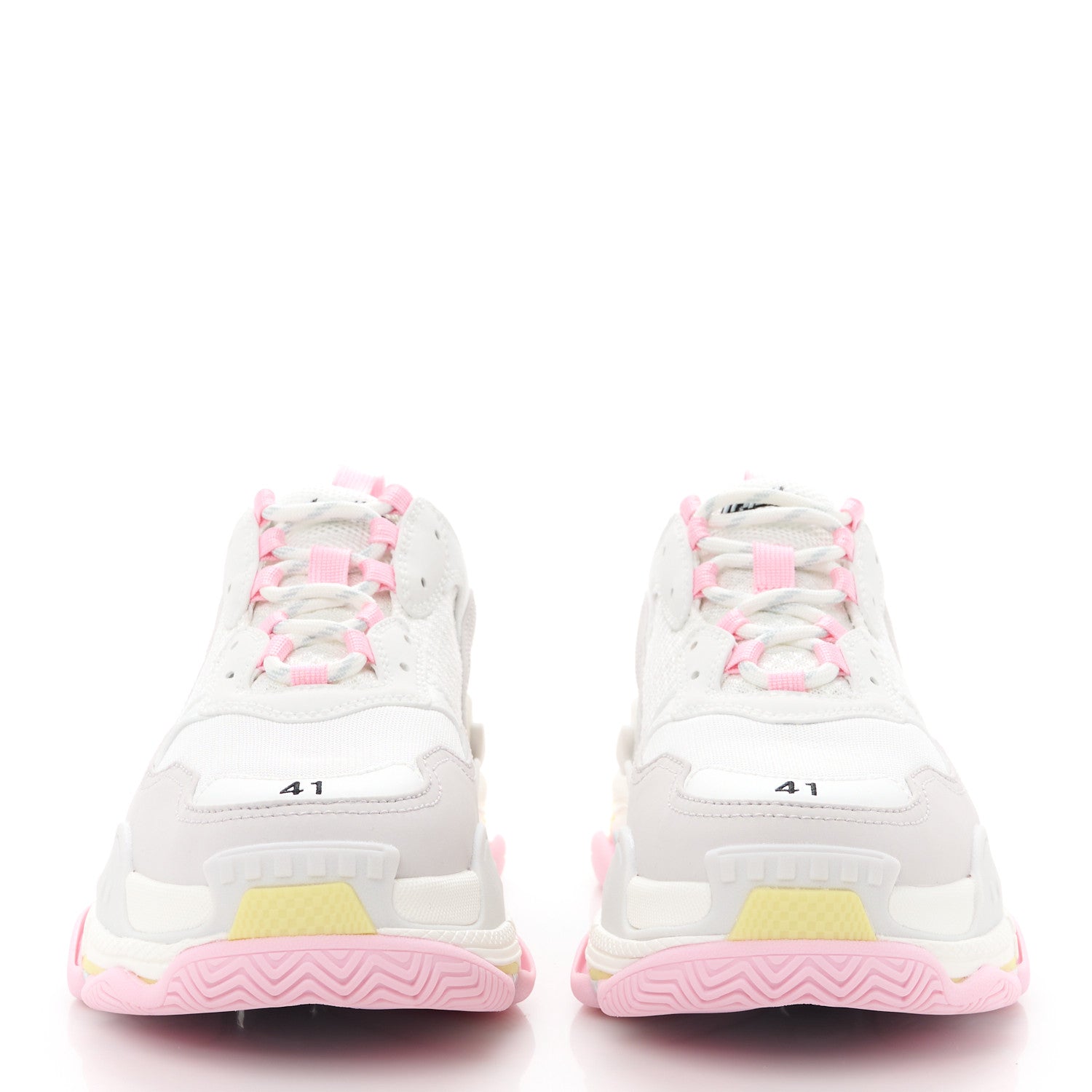 Balenciaga Fabric Mesh Multicolor Womens Triple S Sneakers 41 Yellow Pink Grey White 2 of 9