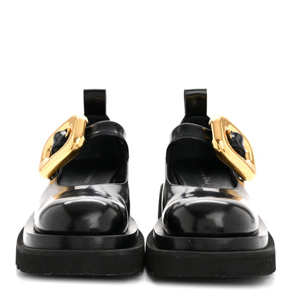 Bottega Veneta Brushed Calfskin Lug Mary-Jane Loafers 37.5 Black 3 of 9