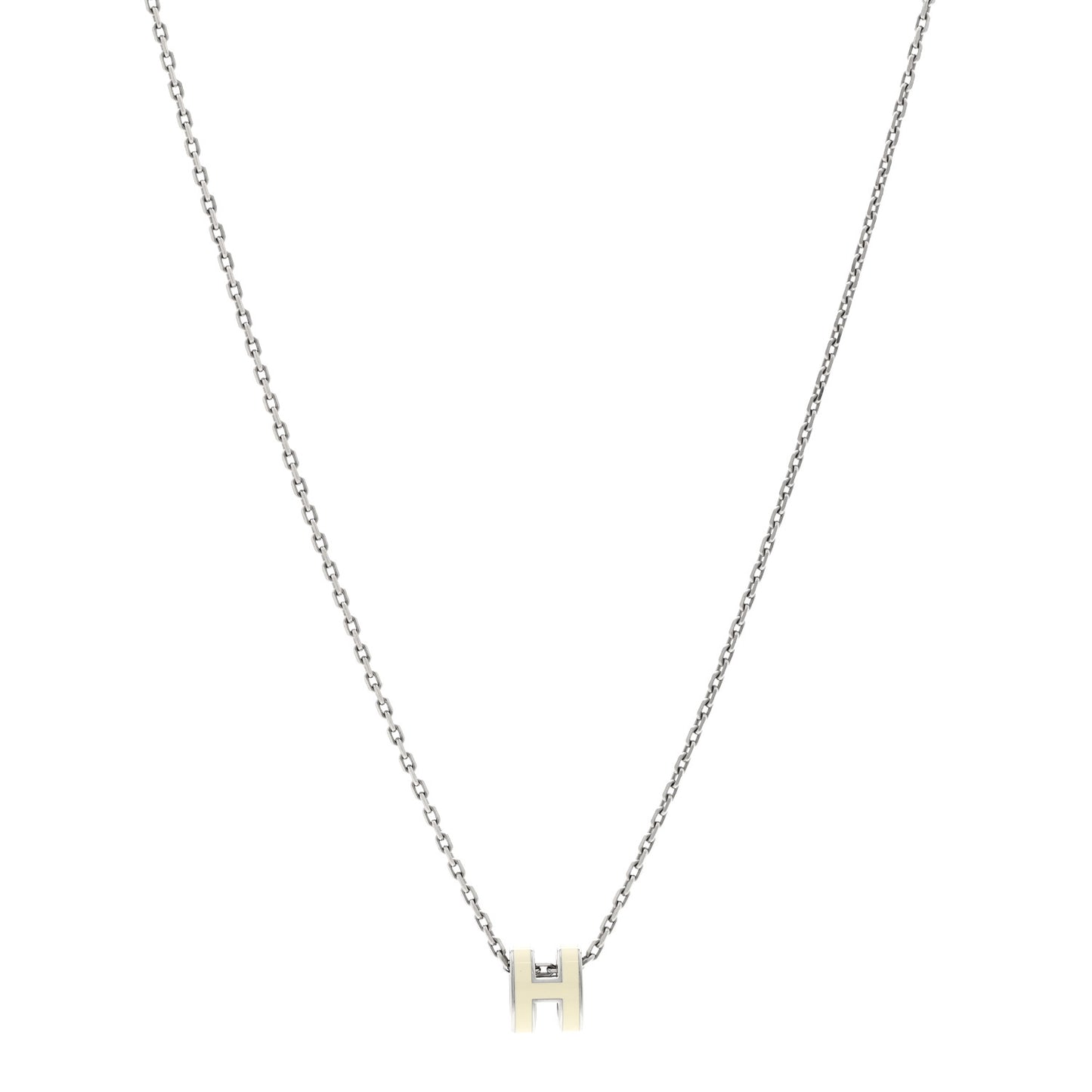 Lacquered Palladium Mini Pop H Pendant Necklace White