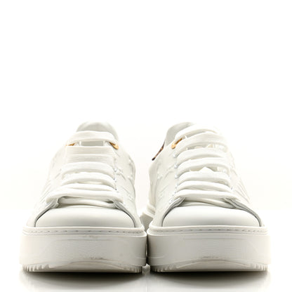 Louis Vuitton Lambskin Embossed Monogram Time Out Sneakers 37 White 2 of 13