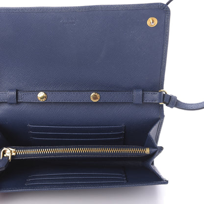 Prada Saffiano Fiocco Bow Flap Wallet Bleuette 5 of 9