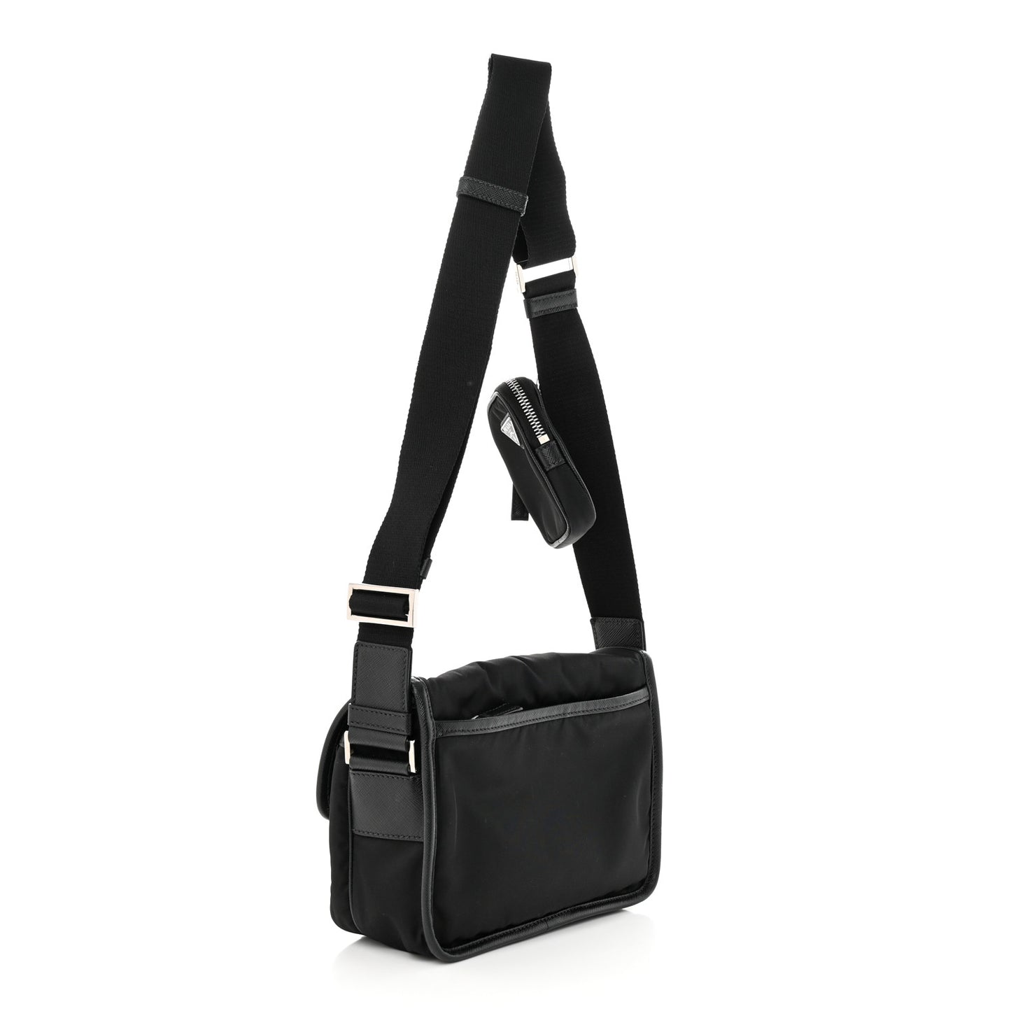Tessuto Nylon Saffiano Shoulder Bag Black