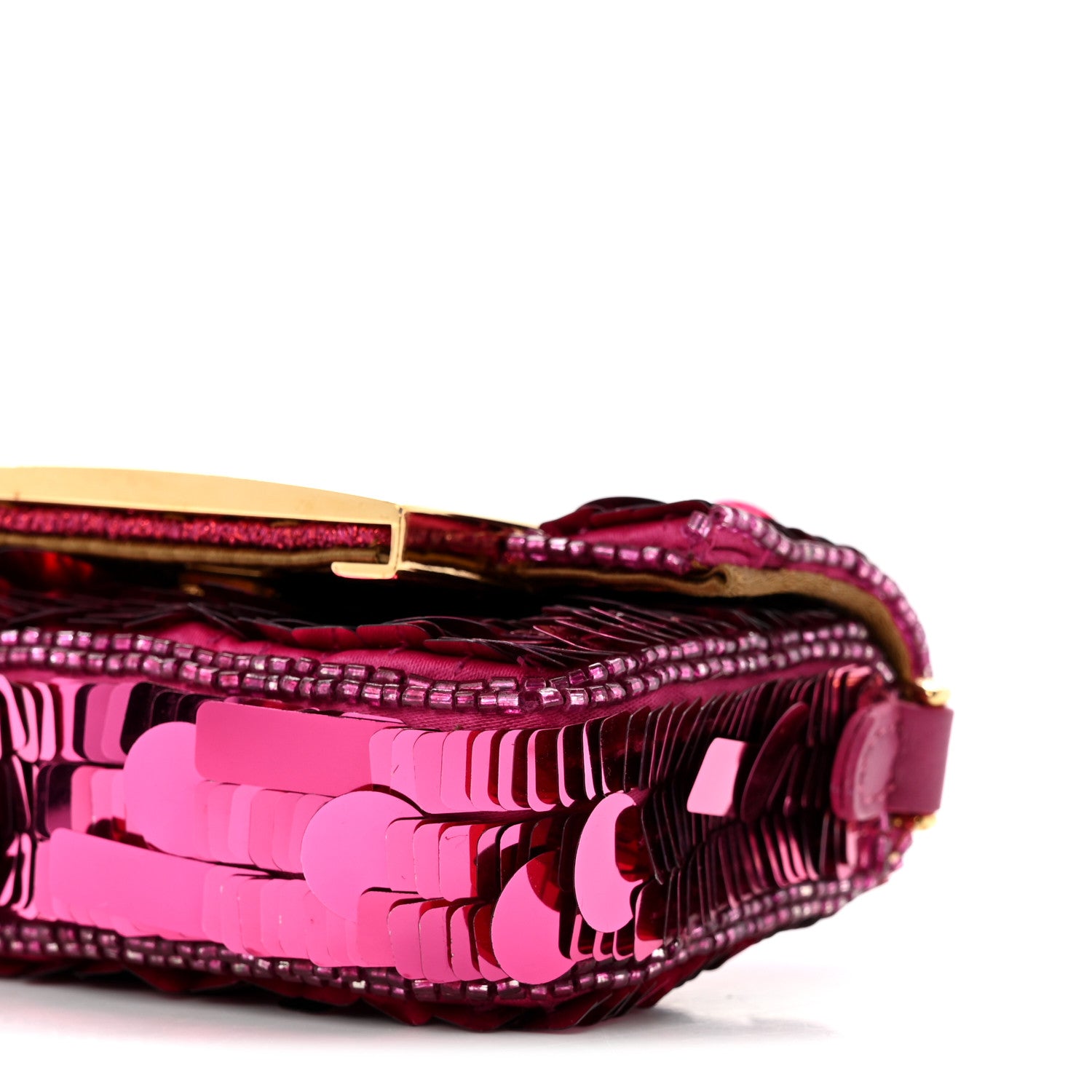Fendi Sequin Paillettes Shiny Nappa Sex and the City Nano Maxi Buckle Baguette Charm Ciclamino Pilar 10 of 10