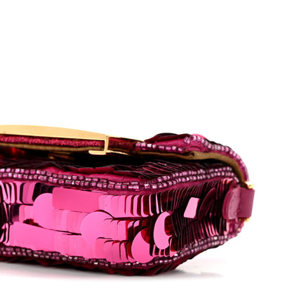 Fendi Sequin Paillettes Shiny Nappa Sex and the City Nano Maxi Buckle Baguette Charm Ciclamino Pilar 10 of 10
