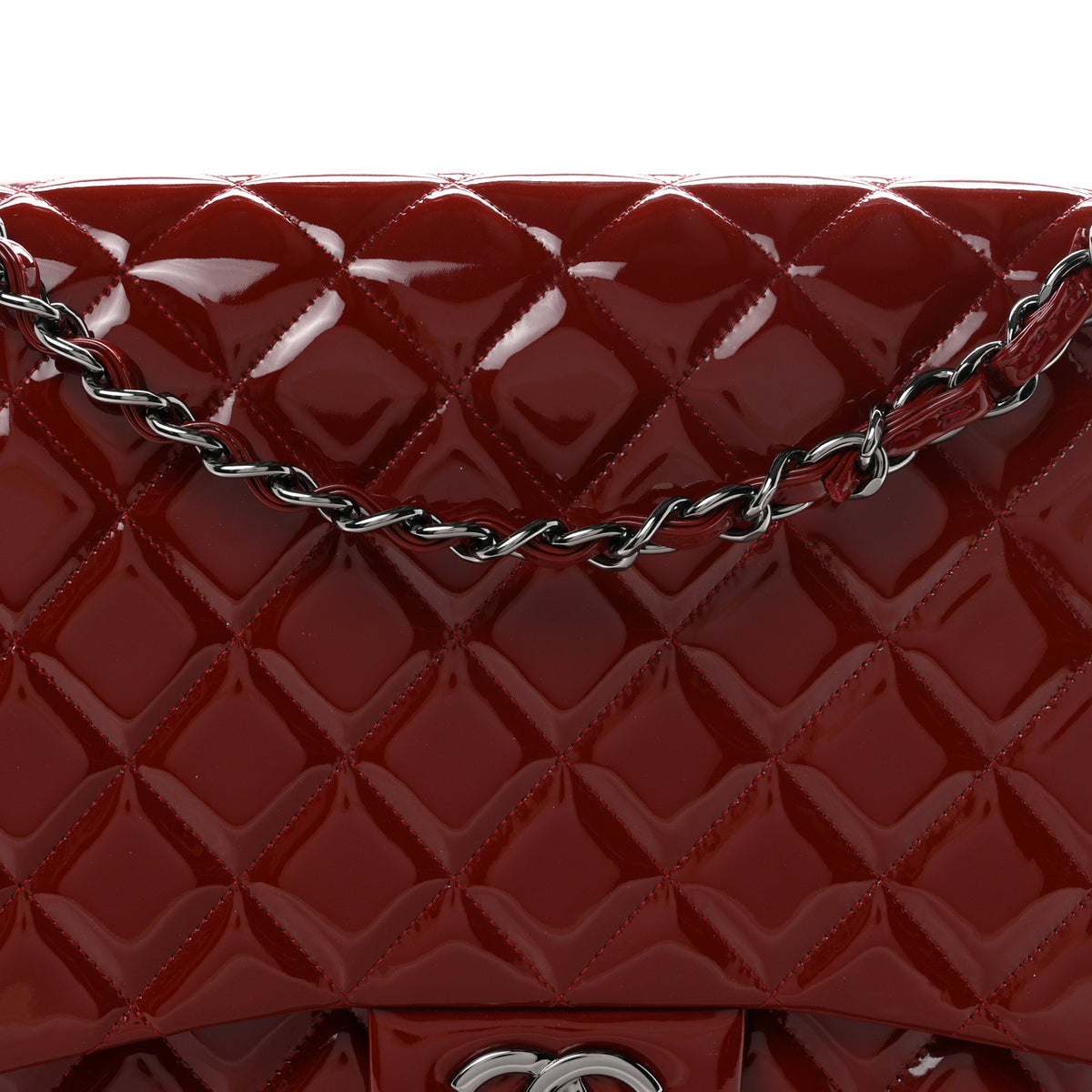 Chanel Patent Quilted Maxi Double Flap Red 8 of 11