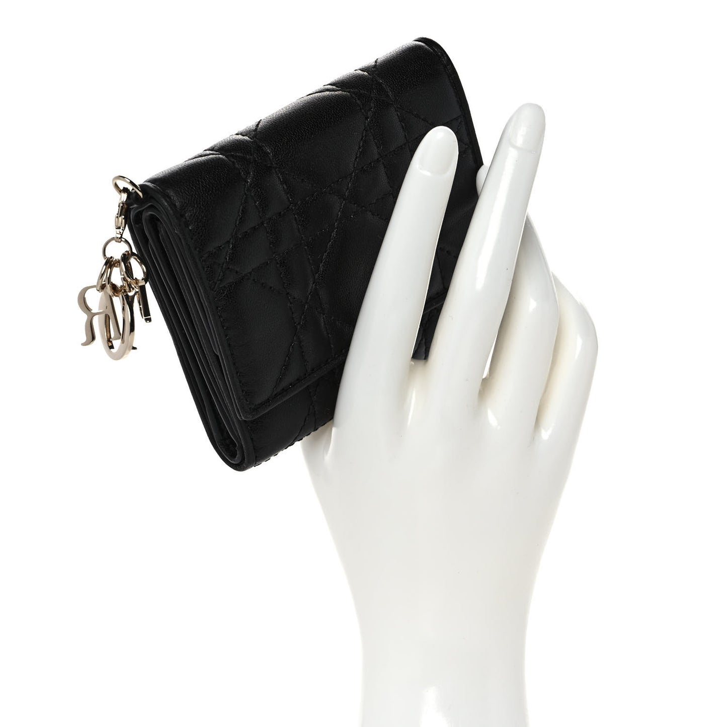 Lambskin Cannage Lady Dior Lotus Wallet Black