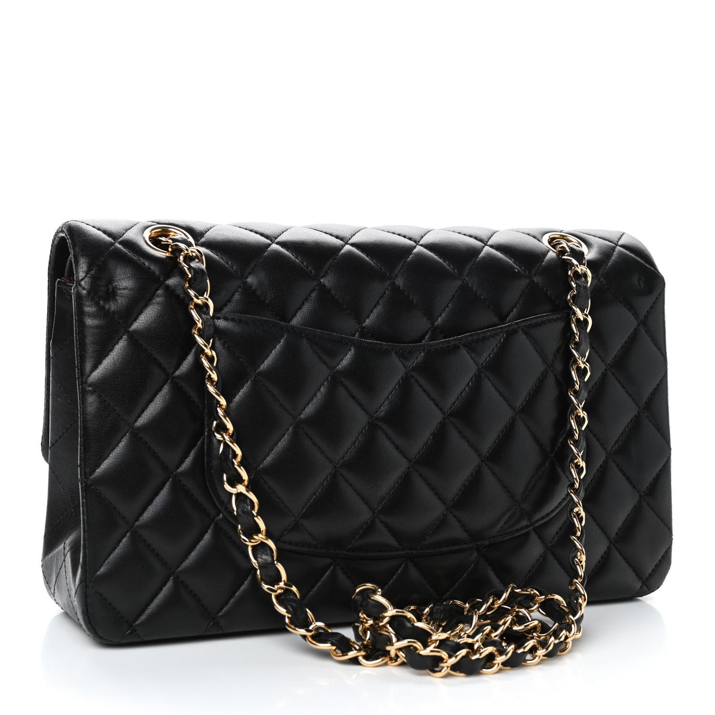 Lambskin Quilted Medium Double Flap Black
