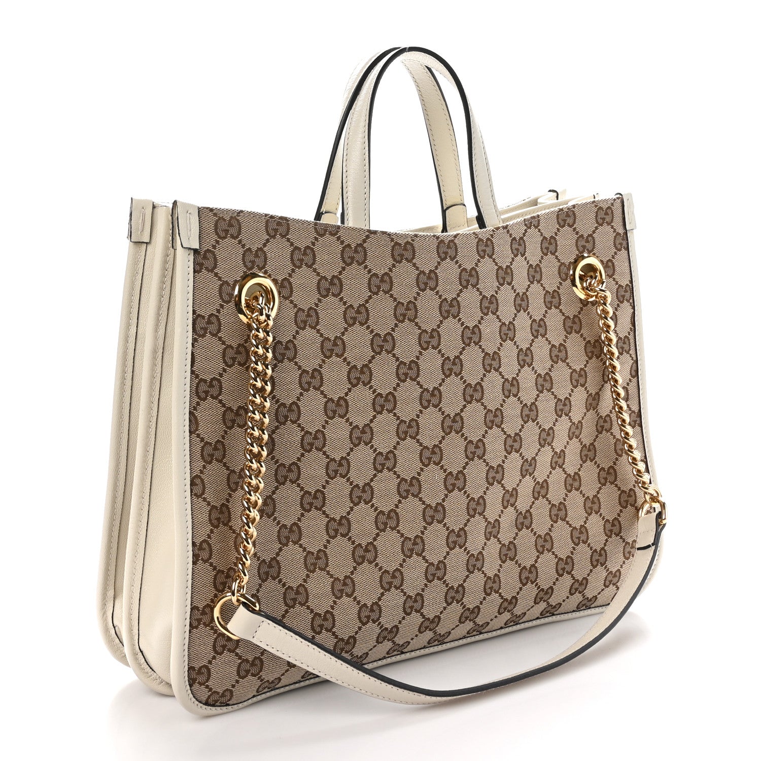 Gucci Monogram Calfskin Medium Horsebit 1955 Tote Bag Beige Mystic White 3 of 11
