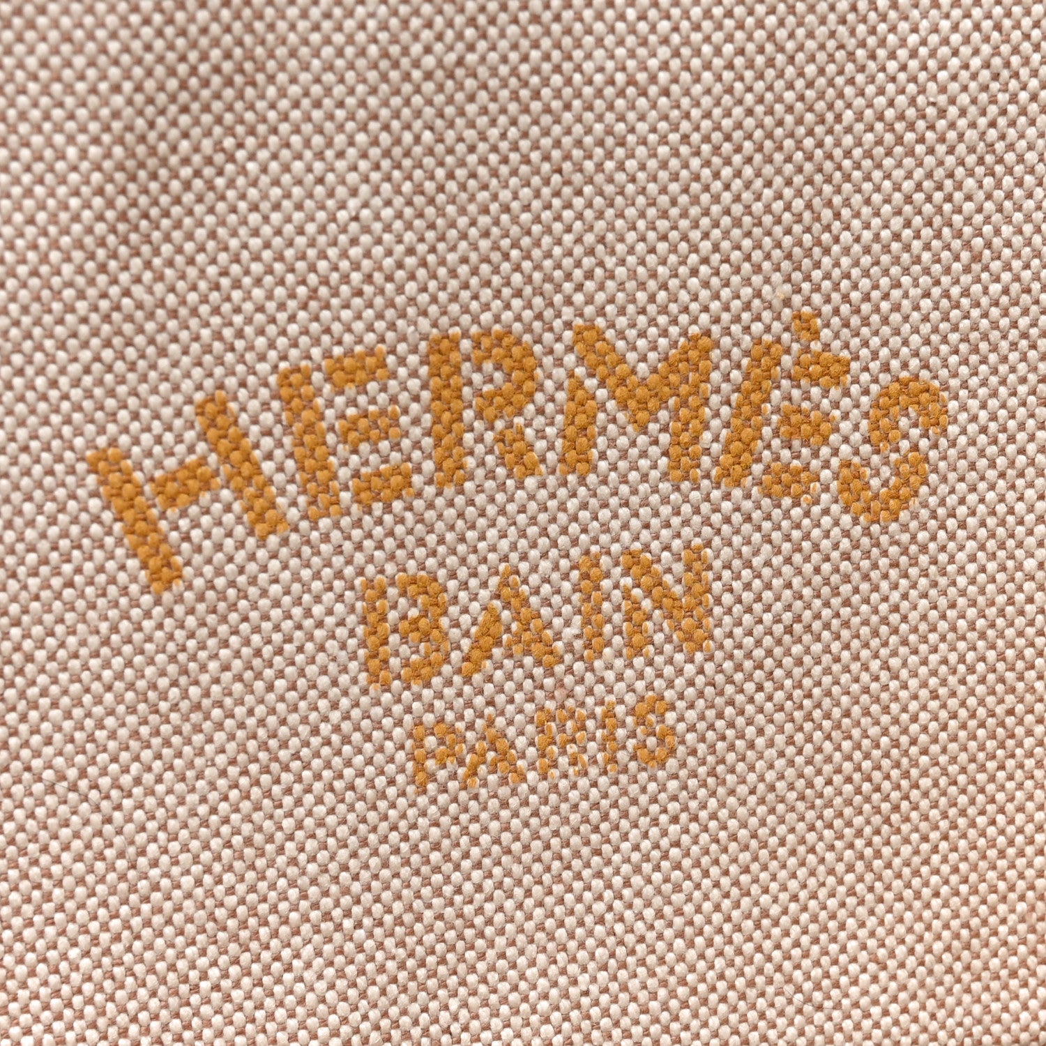 Hermes H Canvas Embroidered Poisson Natte Beach Bag Camel Jaune 6 of 8