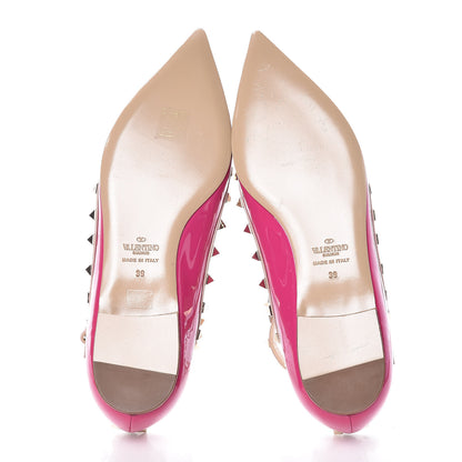 Valentino Garavani Patent Nappa Rockstud Cage Ballerina Flats 39 Fuxia Poudre 6 of 7