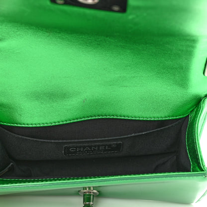 Chanel Metallic Patent Calfskin Quilted Small Boy Flap Green 4 of 10