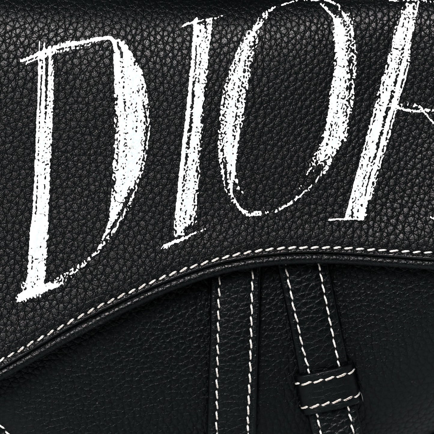 X SHAWN STUSSY Grained Calfskin Saddle Bag Black