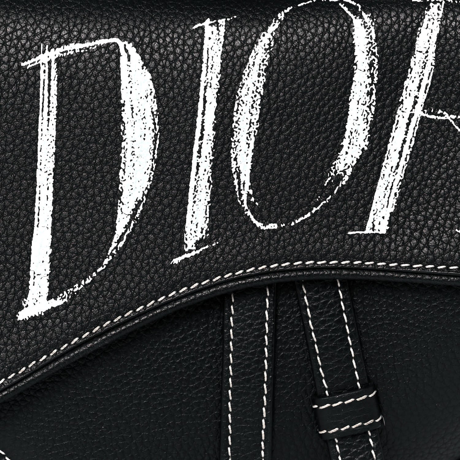 Christian Dior X SHAWN STUSSY Grained Calfskin Saddle Bag Black 8 of 12