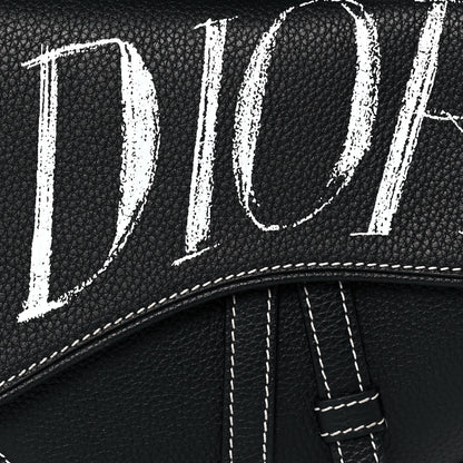 Christian Dior X SHAWN STUSSY Grained Calfskin Saddle Bag Black 8 of 12