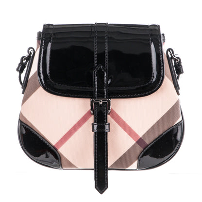Burberry Patent Nova Check Small Aspley Crossbody Black 1 of 8