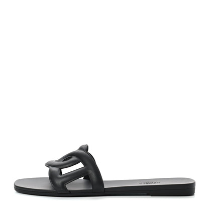 Hermes Rubber Aloha Sandals 40 Black 1 of 7