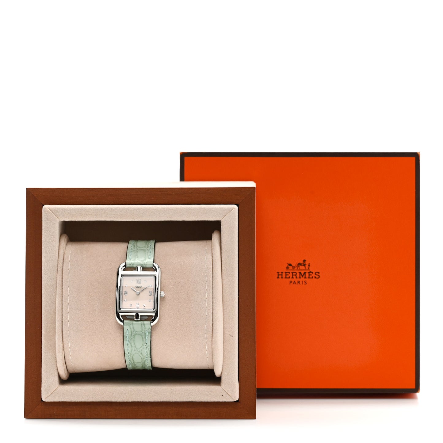Stainless Steel Alligator Diamond Bezel Mother of Pearl 23mm Cape Cod Quartz Watch Bleu Brum