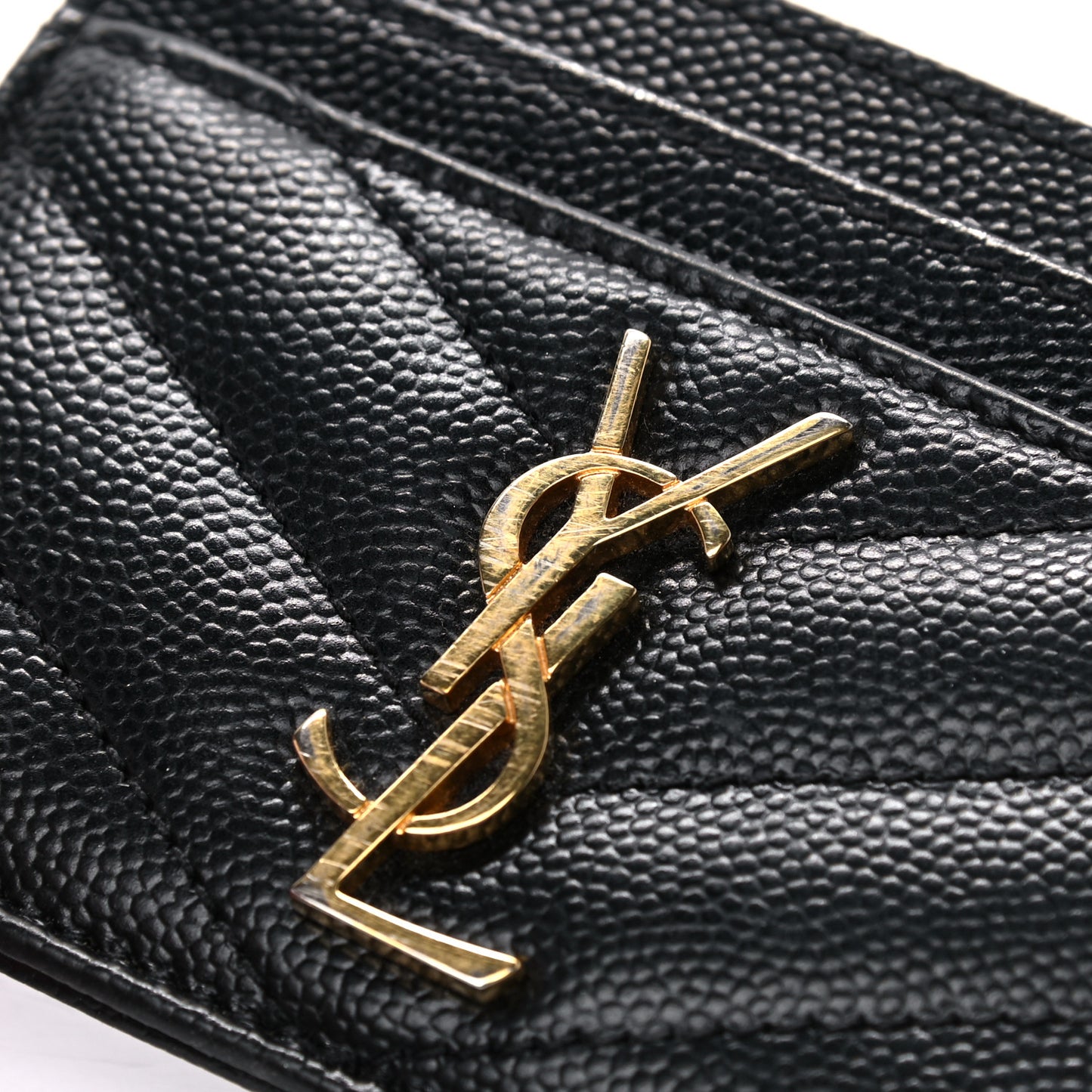 Grain De Poudre Matelasse Chevron Monogram Credit Card Case Black