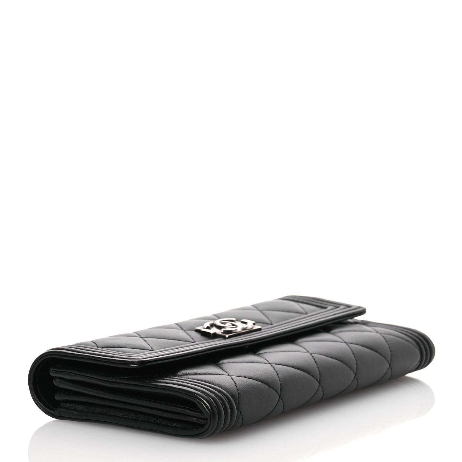 Chanel Lambskin Quilted Large Boy Gusset Flap Wallet Black 4 of 14
