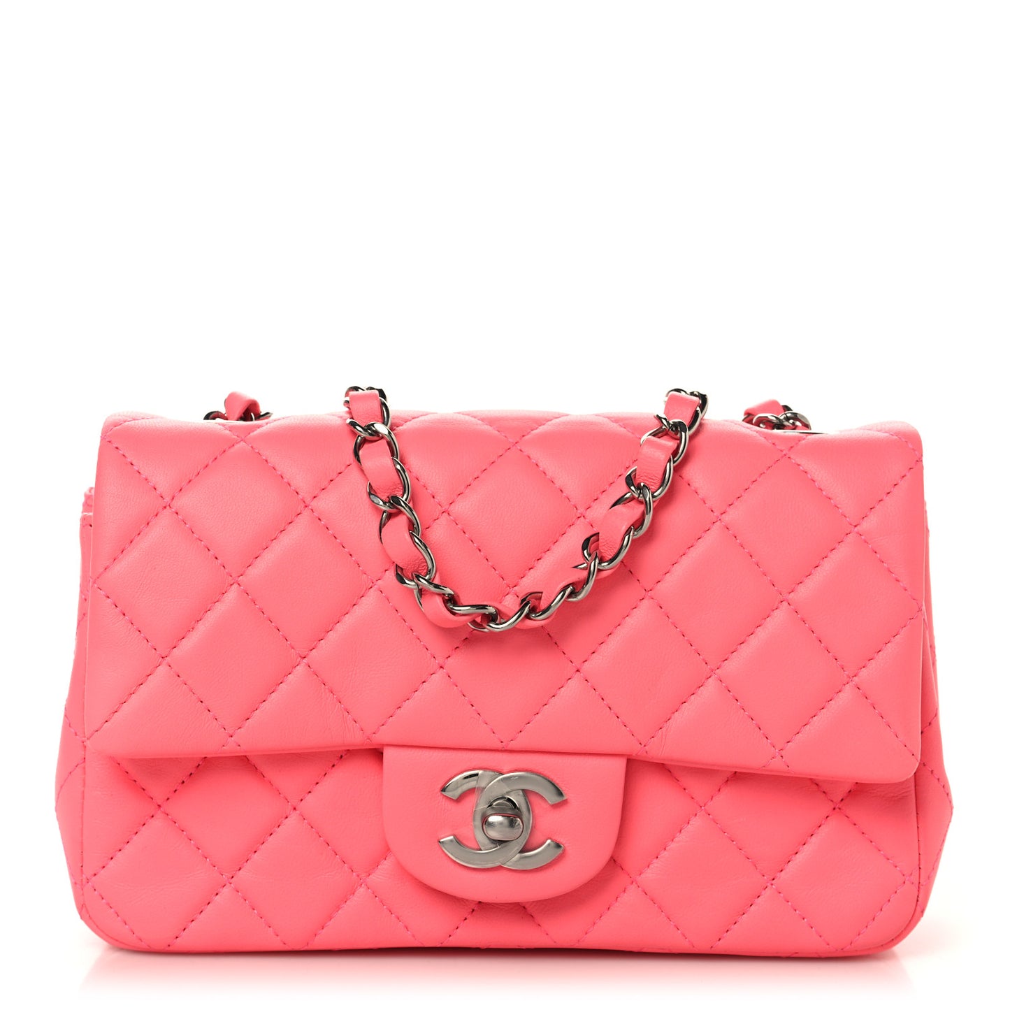 Lambskin Quilted Mini Rectangular Flap Pink