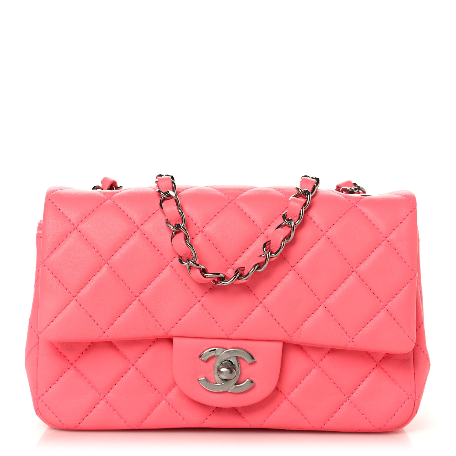 Chanel Lambskin Quilted Mini Rectangular Flap Pink 1 of 10