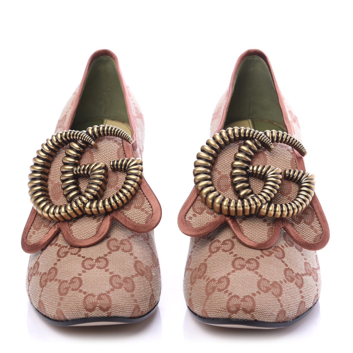 Monogram Vintage Effect Double G Pumps 37 Beige Ruggine