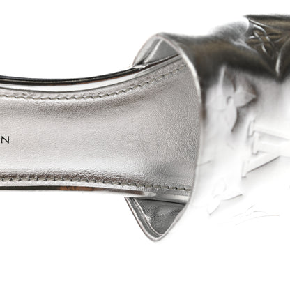 Louis Vuitton Metallic Lambskin Embossed Monogram Revival Flat Mules 35 Silver 10 of 16