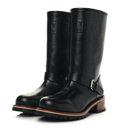 Christian Dior Calfskin Embossed Dior Quest 35mm Biker Boots 37.5 Black 3 of 8