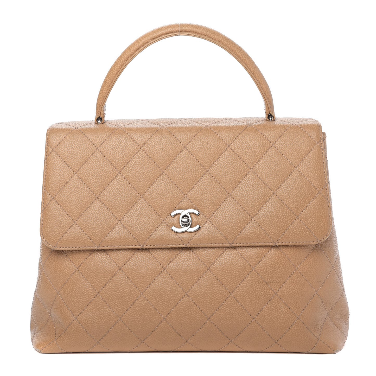 Caviar Quilted Jumbo Kelly Flap Beige
