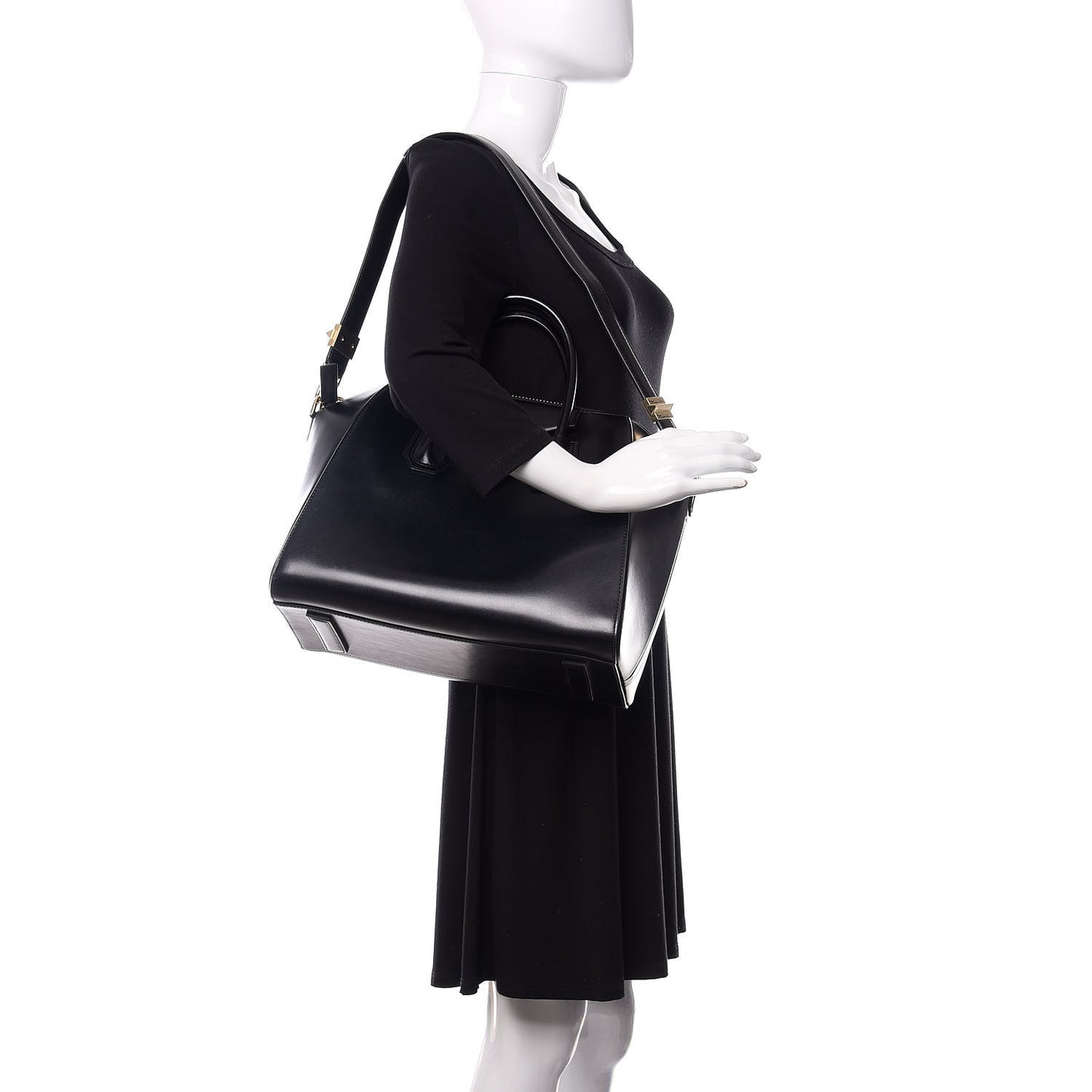 Shiny Lord Calfskin Medium Antigona Black