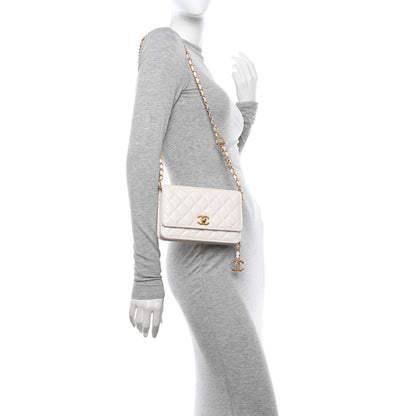 Chanel Pearly Caviar Quilted Fit For You Wallet On Chain WOC White 2 of 12