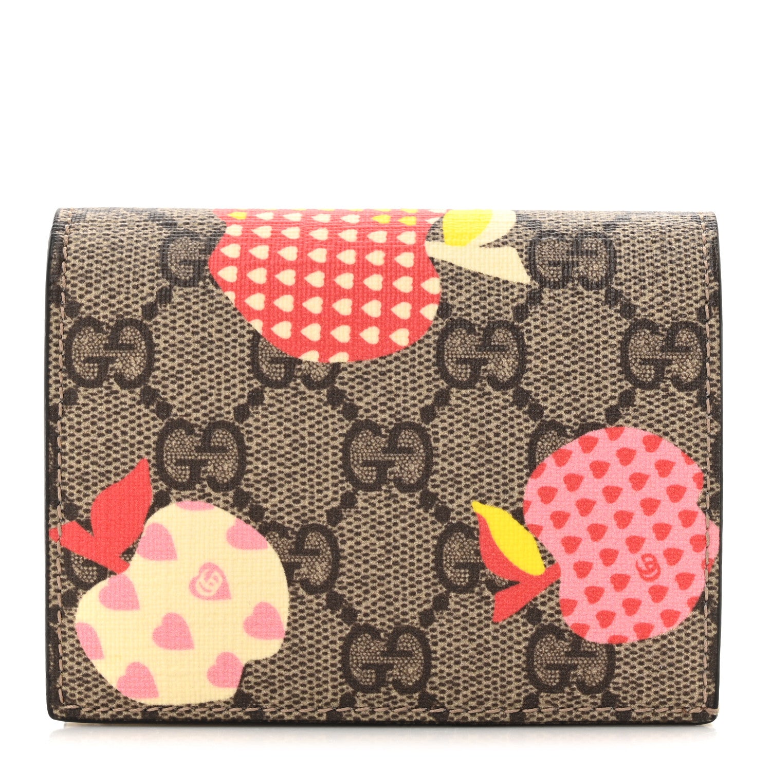 Gucci GG Supreme Monogram Les Pommes Card Case Wallet Beige Multicolor Mystic White 1 of 12