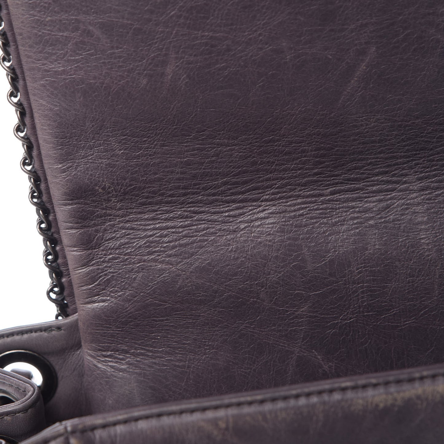 Calfskin Quilted Large CC Enchained Accordion Flap Grey